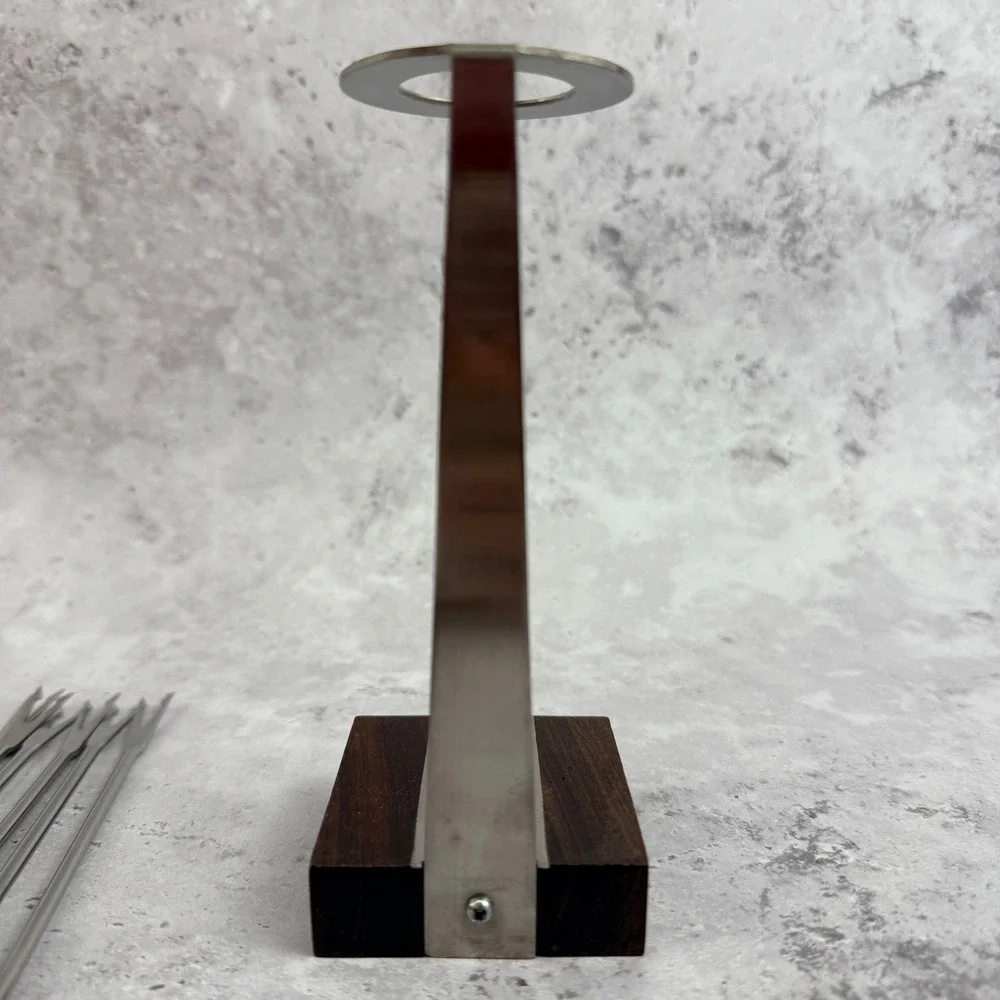 Fondue Fork Set Stainless Steel Wood Handles Made in Japan NOS